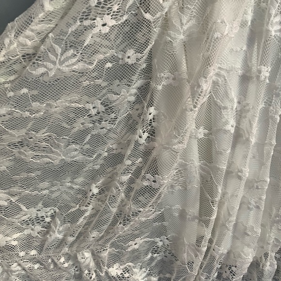 Cream lace midi dress with original faux brown leather belt attached. - Picture 3 of 5